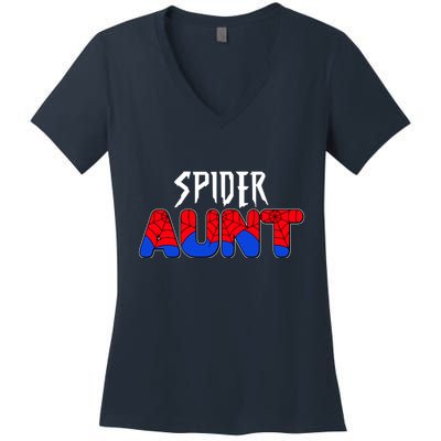 Funny Spider Aunt Matching Family Shirts Women's V-Neck T-Shirt