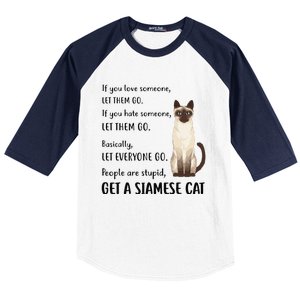 Funny Siamese Apparel Get A Siamese Kitten Cat Baseball Sleeve Shirt