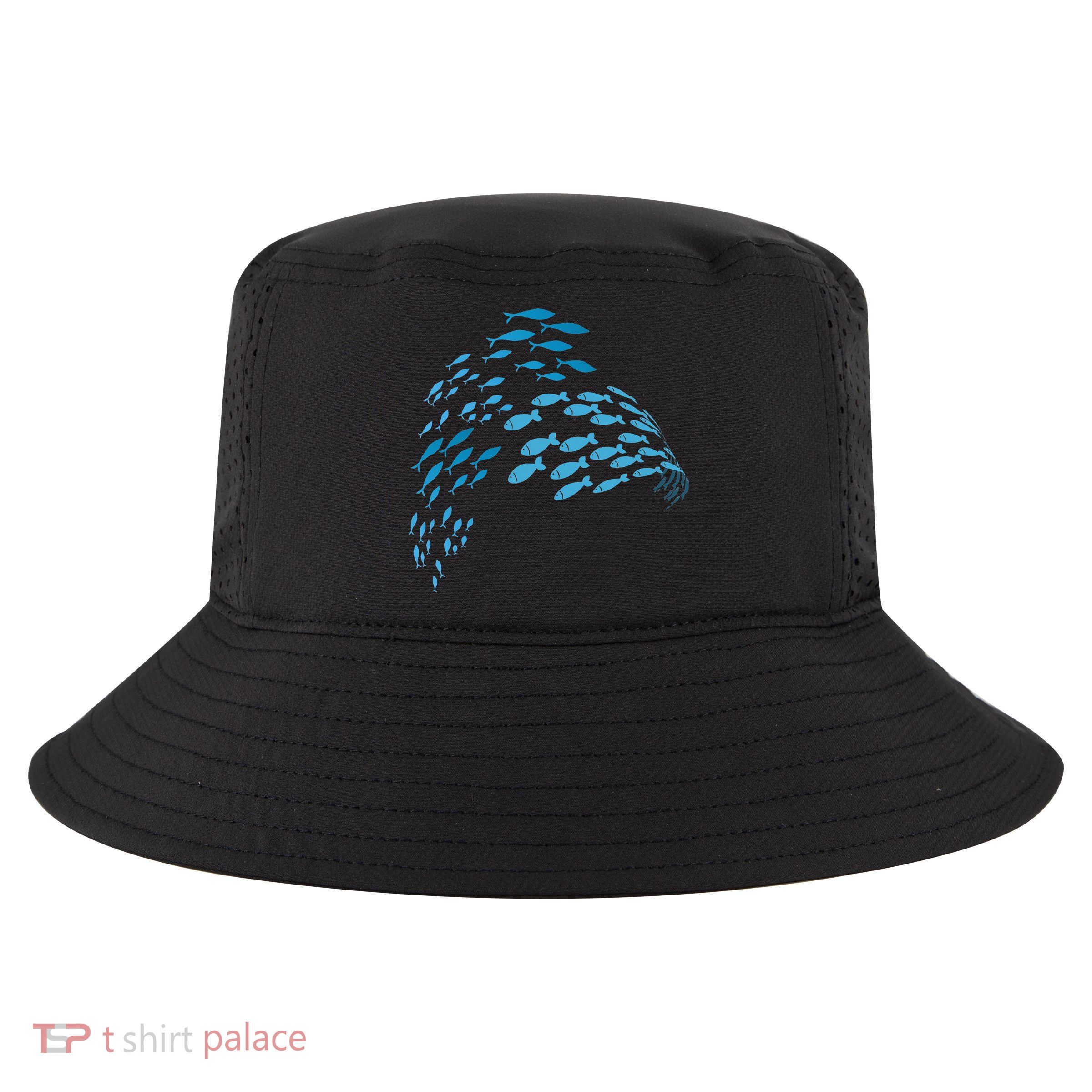 Fish Swim Against The Current In The Sea Cool Comfort Performance Bucket Hat