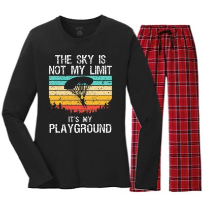 Funny Skydiving Art For Wo Skydive Lover Skydiver  Women's Long Sleeve Flannel Pajama Set 