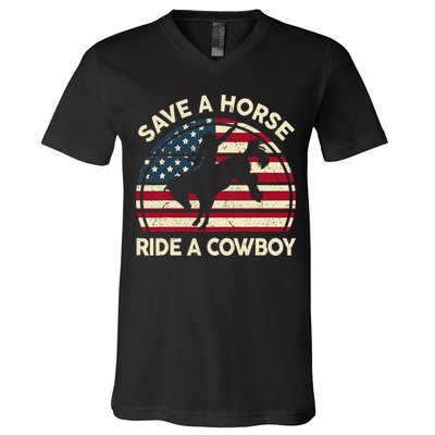 Funny Save A Horse Ride A Cowboy Horse V-Neck T-Shirt