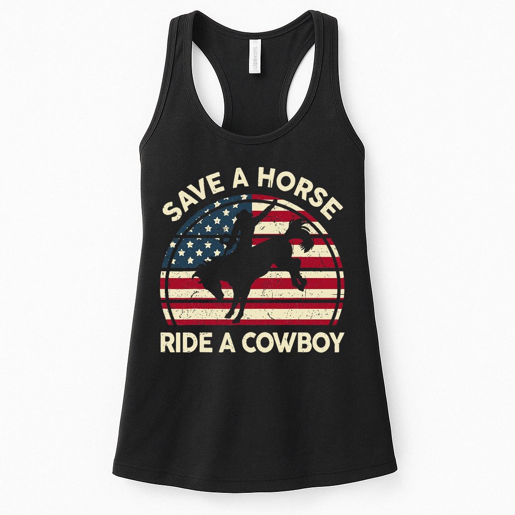 Funny Save A Horse Ride A Cowboy Horse Womens Tank Top