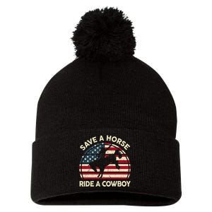 Funny Save A Horse Ride A Cowboy Horse Pom Pom 12in Knit Beanie