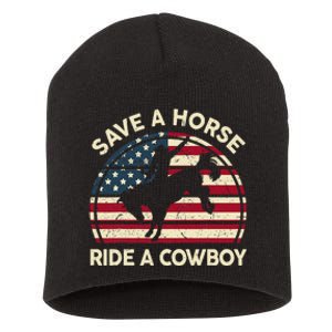 Funny Save A Horse Ride A Cowboy Horse Short Acrylic Beanie