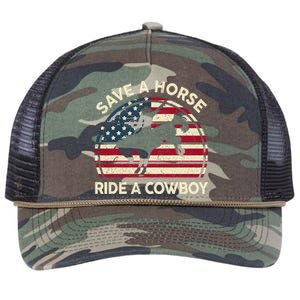 Funny Save A Horse Ride A Cowboy Horse Retro Rope Trucker Hat Cap