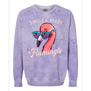 Funny Single And Ready To Flamingle Flamingo Colorblast Crewneck Sweatshirt