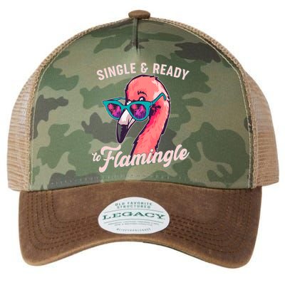 Funny Single And Ready To Flamingle Flamingo Legacy Tie Dye Trucker Hat