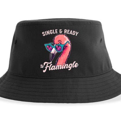 Funny Single And Ready To Flamingle Flamingo Sustainable Bucket Hat
