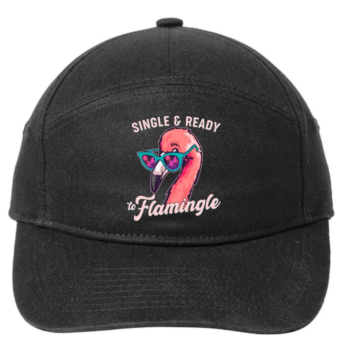 Funny Single And Ready To Flamingle Flamingo 7-Panel Snapback Hat