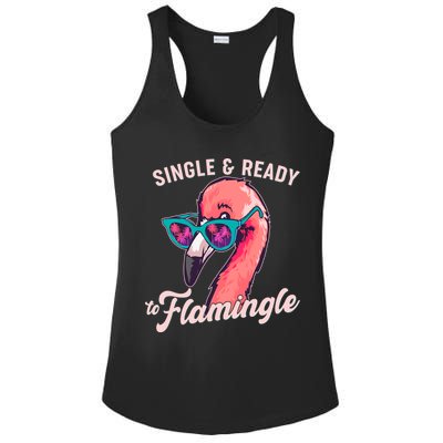 Funny Single And Ready To Flamingle Flamingo Ladies PosiCharge Competitor Racerback Tank