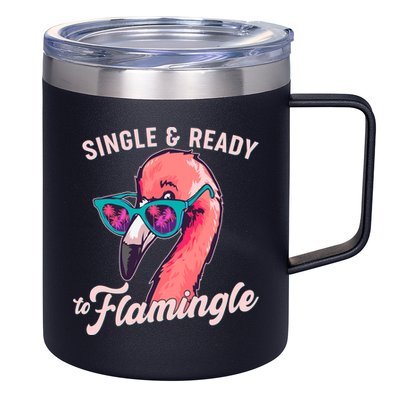 Funny Single And Ready To Flamingle Flamingo 12oz Stainless Steel Coffee Mug