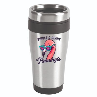 Funny Single And Ready To Flamingle Flamingo 16oz Travel Tumbler