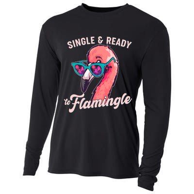 Funny Single And Ready To Flamingle Flamingo Cooling Performance Long Sleeve Crew