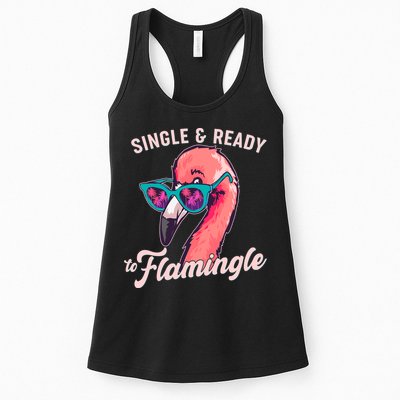 Funny Single And Ready To Flamingle Flamingo Womens Tank Top
