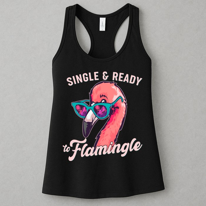 Funny Single And Ready To Flamingle Flamingo Womens Tank Top