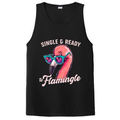 Funny Single And Ready To Flamingle Flamingo PosiCharge Competitor Tank