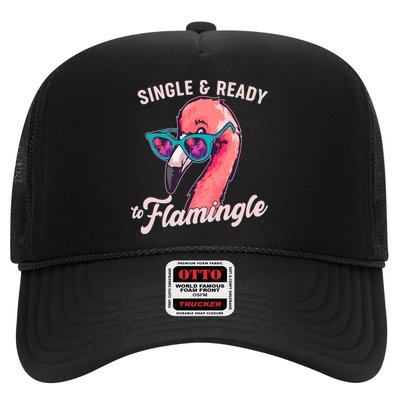 Funny Single And Ready To Flamingle Flamingo Trucker Hat