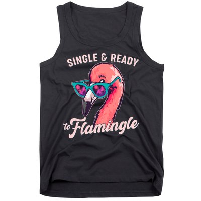 Funny Single And Ready To Flamingle Flamingo Tank Top