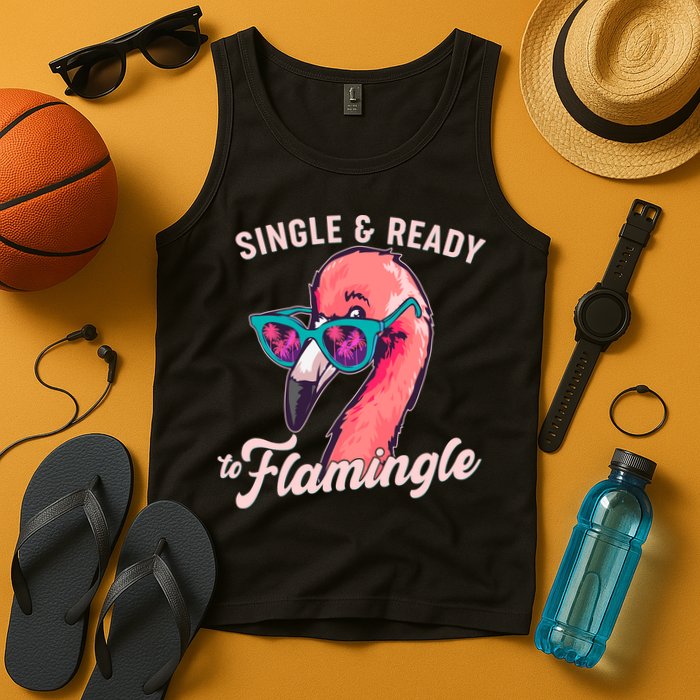 Funny Single And Ready To Flamingle Flamingo Tank Top