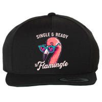 Funny Single And Ready To Flamingle Flamingo Wool Snapback Cap