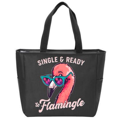 Funny Single And Ready To Flamingle Flamingo Zip Tote Bag