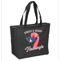 Funny Single And Ready To Flamingle Flamingo Zip Tote Bag