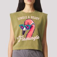 Funny Single And Ready To Flamingle Flamingo Garment-Dyed Women's Muscle Tee