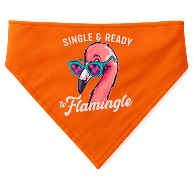 Funny Single And Ready To Flamingle Flamingo USA-Made Doggie Bandana