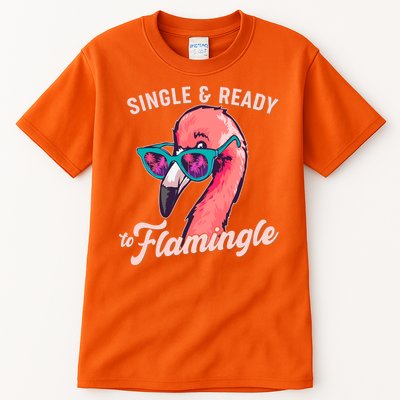 Funny Single And Ready To Flamingle Flamingo Tall T-Shirt