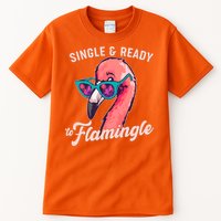 Funny Single And Ready To Flamingle Flamingo Tall T-Shirt