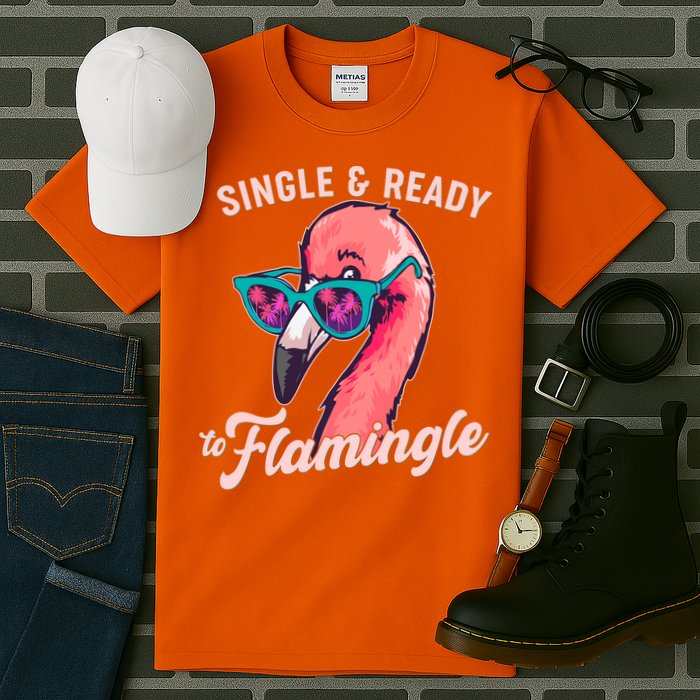 Funny Single And Ready To Flamingle Flamingo Tall T-Shirt