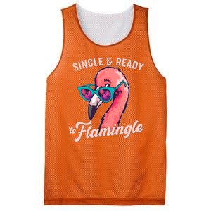 Funny Single And Ready To Flamingle Flamingo Mesh Reversible Basketball Jersey Tank