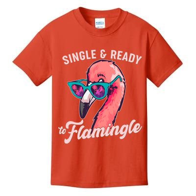 Funny Single And Ready To Flamingle Flamingo Kids T-Shirt