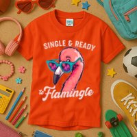 Funny Single And Ready To Flamingle Flamingo Kids T-Shirt