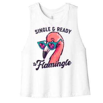 Funny Single And Ready To Flamingle Flamingo Women's Racerback Cropped Tank