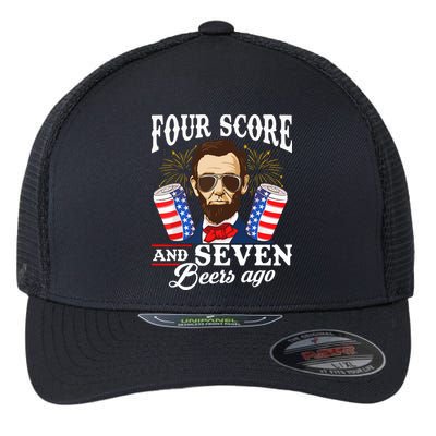 Four Score And 7 Beers Ago 4th Of July Drinking Like Lincoln Flexfit Unipanel Trucker Cap