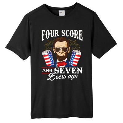 Four Score And 7 Beers Ago 4th Of July Drinking Like Lincoln Tall Fusion ChromaSoft Performance T-Shirt