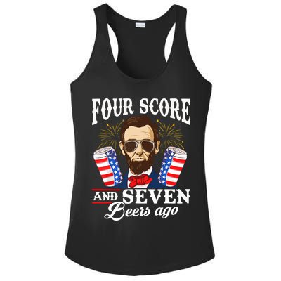 Four Score And 7 Beers Ago 4th Of July Drinking Like Lincoln Ladies PosiCharge Competitor Racerback Tank