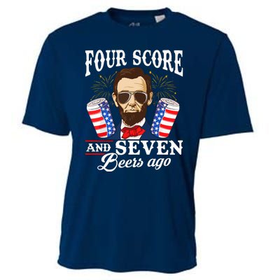 Four Score And 7 Beers Ago 4th Of July Drinking Like Lincoln Cooling Performance Crew T-Shirt