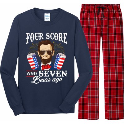 Four Score And 7 Beers Ago 4th Of July Drinking Like Lincoln Long Sleeve Pajama Set