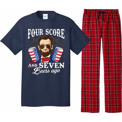 Four Score And 7 Beers Ago 4th Of July Drinking Like Lincoln Pajama Set