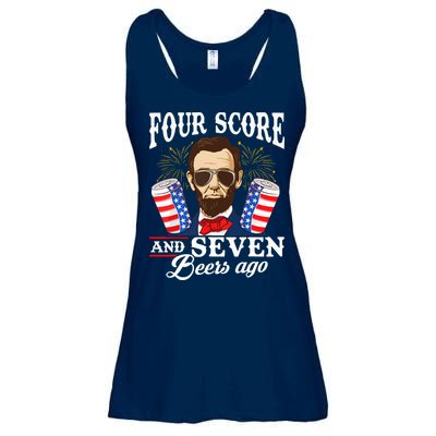 Four Score And 7 Beers Ago 4th Of July Drinking Like Lincoln Ladies Essential Flowy Tank