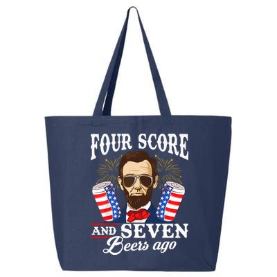 Four Score And 7 Beers Ago 4th Of July Drinking Like Lincoln 25L Jumbo Tote