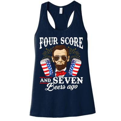 Four Score And 7 Beers Ago 4th Of July Drinking Like Lincoln Womens Tank Top