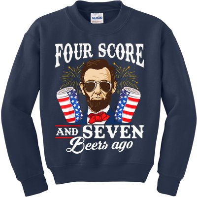 Four Score And 7 Beers Ago 4th Of July Drinking Like Lincoln Kids Sweatshirt