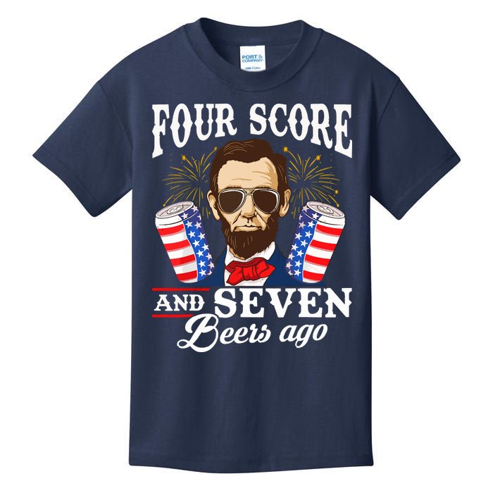 Four Score And 7 Beers Ago 4th Of July Drinking Like Lincoln Kids T-Shirt