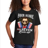 Four Score And 7 Beers Ago 4th Of July Drinking Like Lincoln Kids T-Shirt