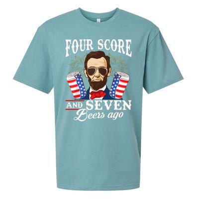 Four Score And 7 Beers Ago 4th Of July Drinking Like Lincoln Sueded Cloud Jersey T-Shirt