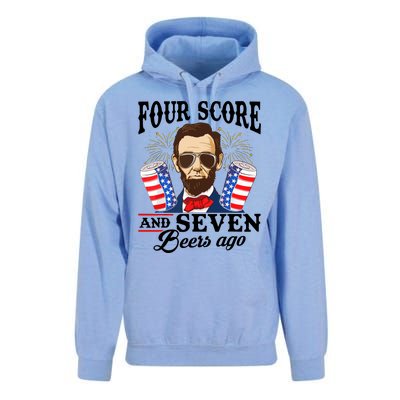 Four Score And 7 Beers Ago 4th Of July Drinking Like Lincoln Unisex Surf Hoodie