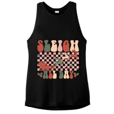 Funny Sleigh All Day Christmas In July Retro Vintage Ugly Ladies PosiCharge Tri-Blend Wicking Tank